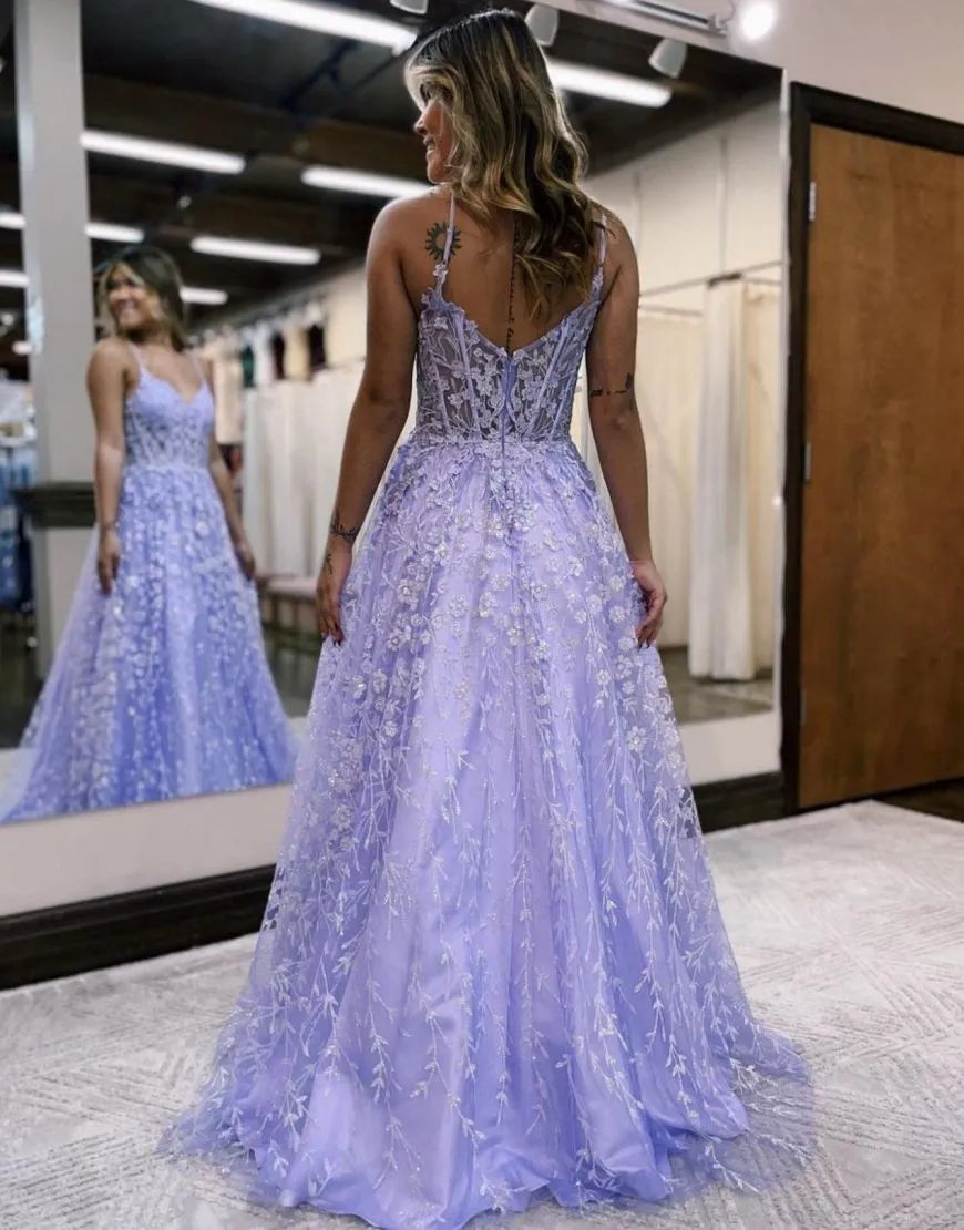 Wholesale Gorgeous A-Line Spaghetti Straps Prom Dress With Appliques prom dresses shops